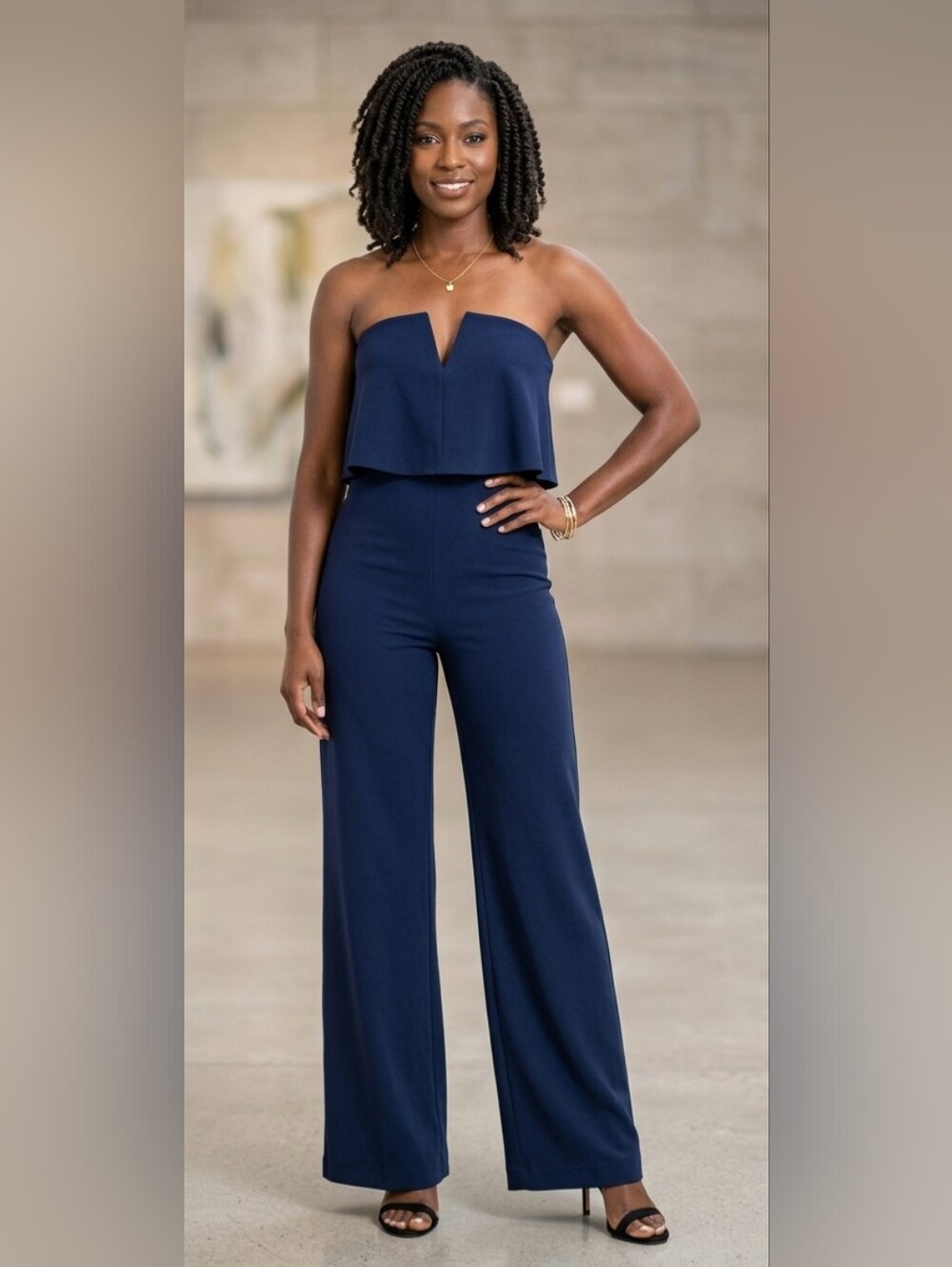 LULUS Power of love Strapless Wide Leg Jumpsuit (Size XL)